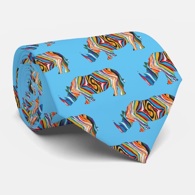 Cravate Rhinoceros en Motif psychédélique (Roulé)