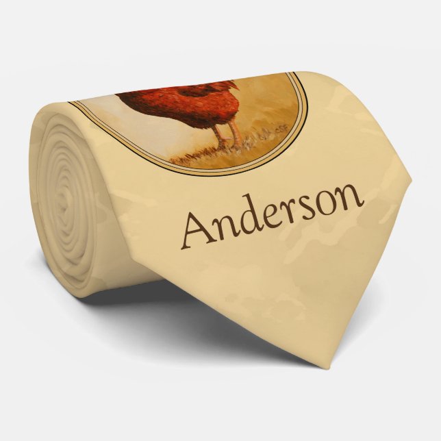 Cravate Rhode Island Red Rooster Yellow Arrière - plan (Roulé)