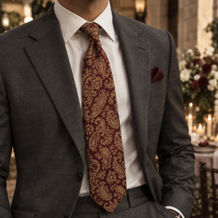 Cravate Riche Paisley Bourgogne & Or