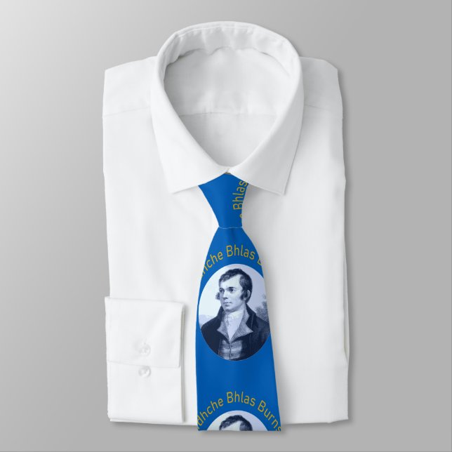 Cravate Robbie Burns - Oidhche Bhlas Burns Texte Jaune (Attaché)