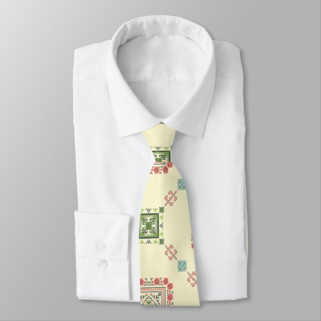 Cravate Robe verte Florale Tatreez Henné Thobe (Attaché)