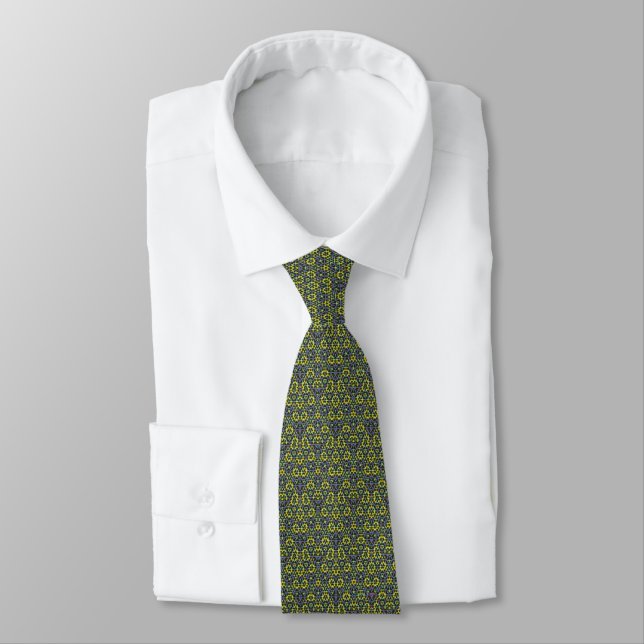 Cravate Robe verte jaune pour hommes brodée  (Attaché)