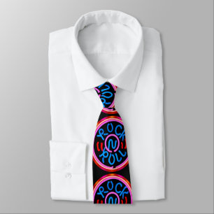 Cravate Rock n Roll Music Neon Sign Look Necktie