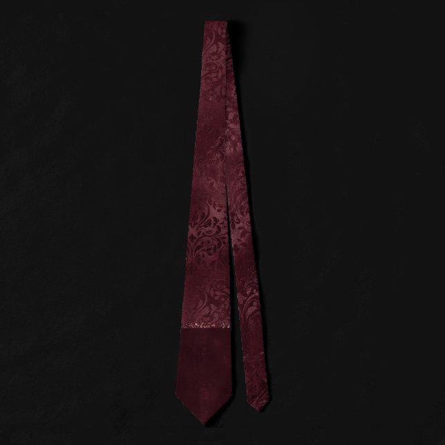 Cravate Romance Vin De Minuit | Dark Satiny Grunge Damask (Créateur téléchargé)