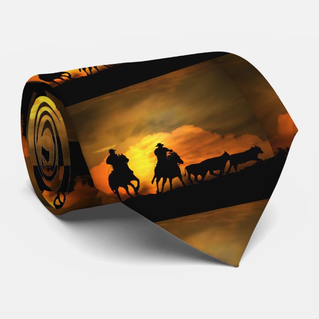 Cravate Roping Cowboys Roundup Steers Pays Ouest (Roulé)