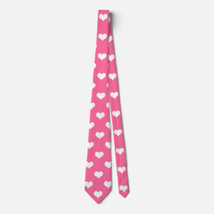 Cravate Rose Blanc amour Coeur Motif Design