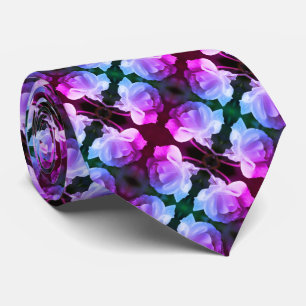 Cravate Rose blanche avec Raindrops Art Floral Abstrait