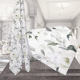 Cravate Rose blanche Desdemona 2 Eucalyptus argent Mariage