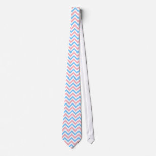 Cravate Rose, bleu ciel, blanc Grand Motif Chevron ZigZag