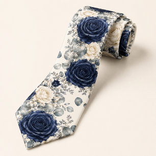 Cravate Rose Bleu Nuit Mariage d'Hiver