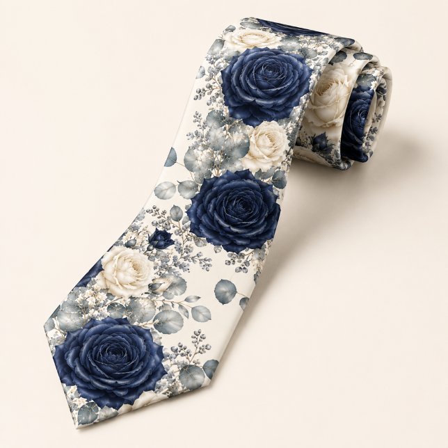 Cravate Rose Bleu Nuit Mariage d'Hiver (Créateur téléchargé)