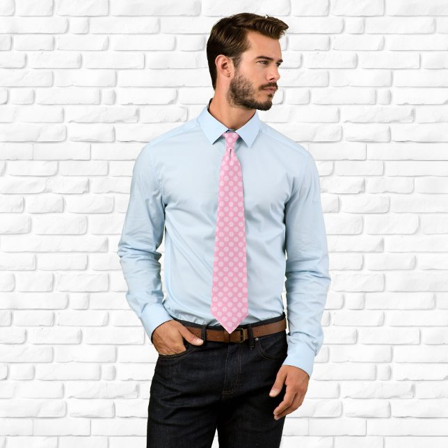 Cravate Rose Clair à pois (Light Pink Polka Dot Neck Tie)
