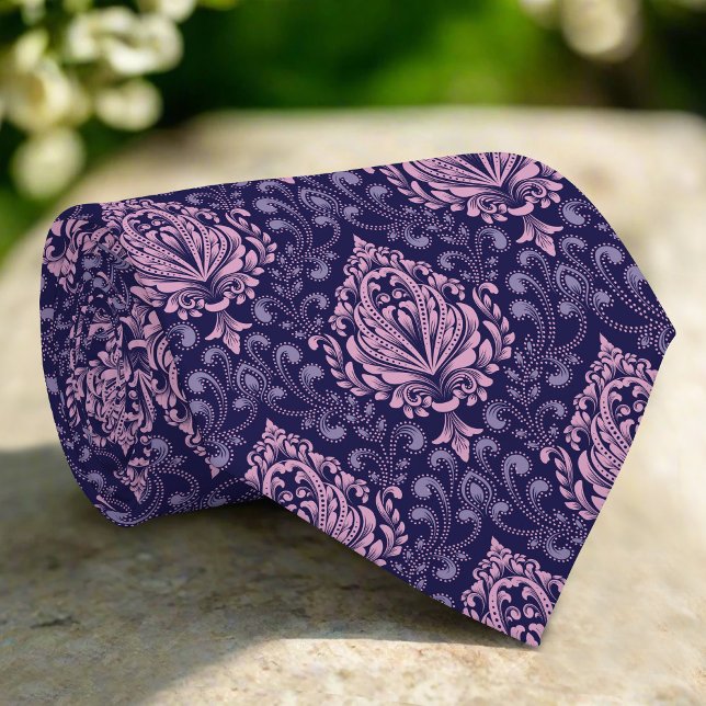 Cravate Rose Damask Floral Élégant Purple Arrière - plan (Créateur téléchargé)