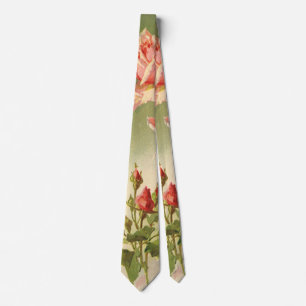 Cravate Rose de jardin rose victorienne vintage de la Sain
