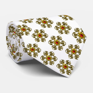 Cravate ROSE EN OR AVEC RUBE ROUGE, Blanc