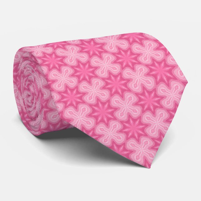 Cravate Rose Et Blanc (Roulé)