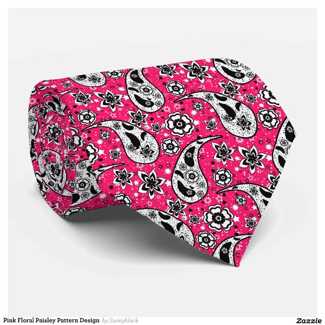 Cravate Rose Floral Paisley Design Motif (Créateur téléchargé)