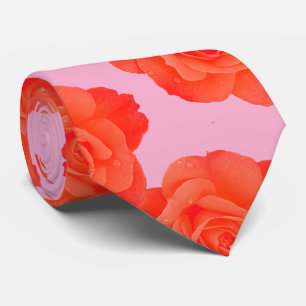 Cravate Rose Florale Orange Rose Vintage Coloré Cadeau