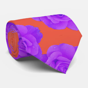 Cravate Rose Florale Orange Violet Moderne Cadeau Favor