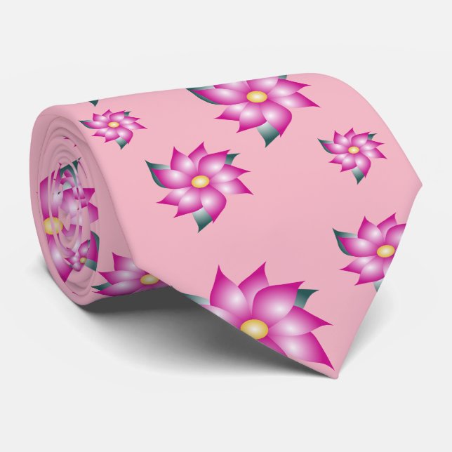 Cravate Rose Fuchsia Motif (Roulé)