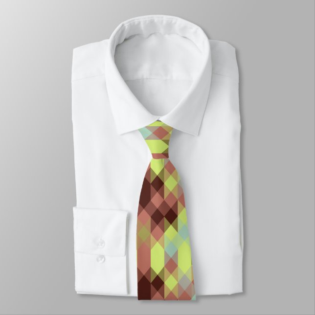 Cravate rose, lime, yellow and coffee bean geometric (Attaché)