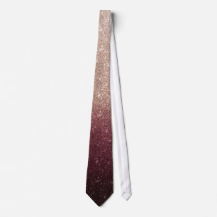 Cravate Rose moderne de Faux Gold & Burgundy Parties scint