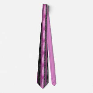 Cravate Rose Pailleté Noir Rayure Chic Personnalisé