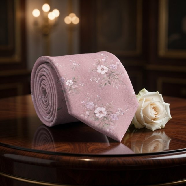 Cravate Rose Pâle Floral Vintage (Créateur téléchargé)