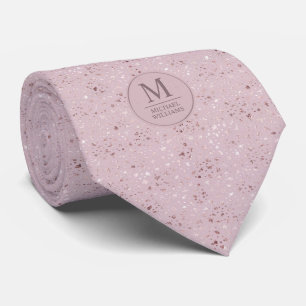Cravate Rose Pâle Pastel Doux Points Dorés Motif Pailleté