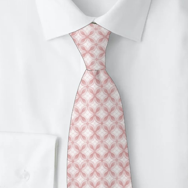 Cravate Rose Poussiéreux Floral Géométrique (Créateur téléchargé)