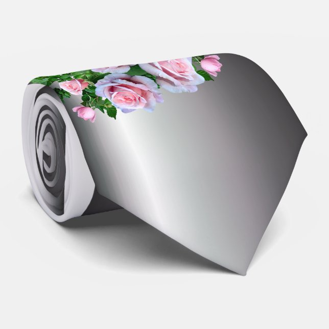 Cravate Rose rose (Roulé)