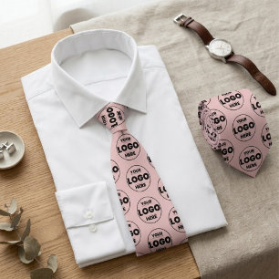 Cravate Rose saumon personnalisé motif répétitif logo prof