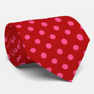 Cravate Rose sur rouge Pois Motif design