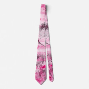 Cravate Roses à Hot Pink Background Floral Monogram