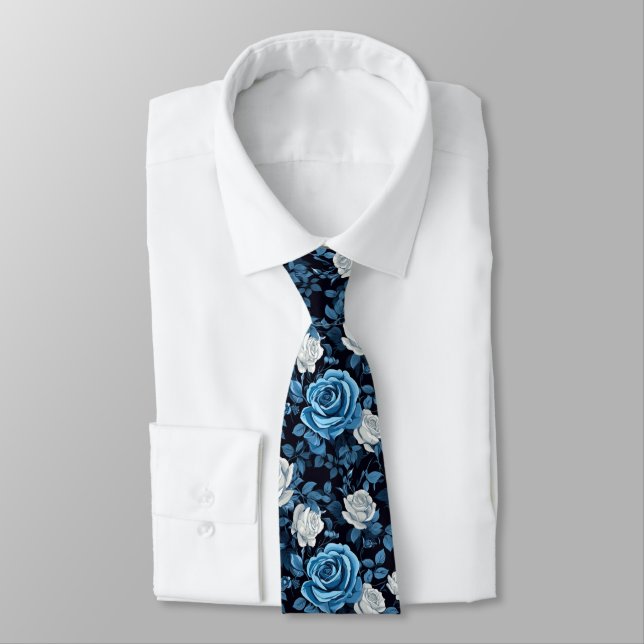 Cravate Roses Bleues Et Blanches (Attaché)
