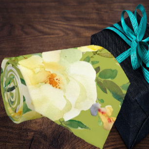 Cravate Roses Jaunes Fleurs Vintages de style Floral Crava