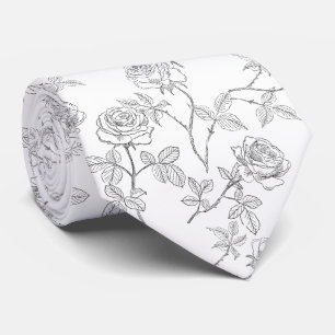 Cravate Roses noires et blanches délicates