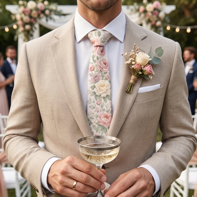 Cravate Roses pastel vintage doux (Créateur téléchargé)