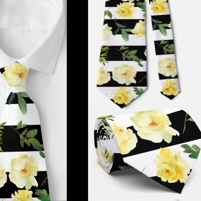 Cravate Roses rayures noires et blanches des garçons d'hon (Créateur téléchargé)