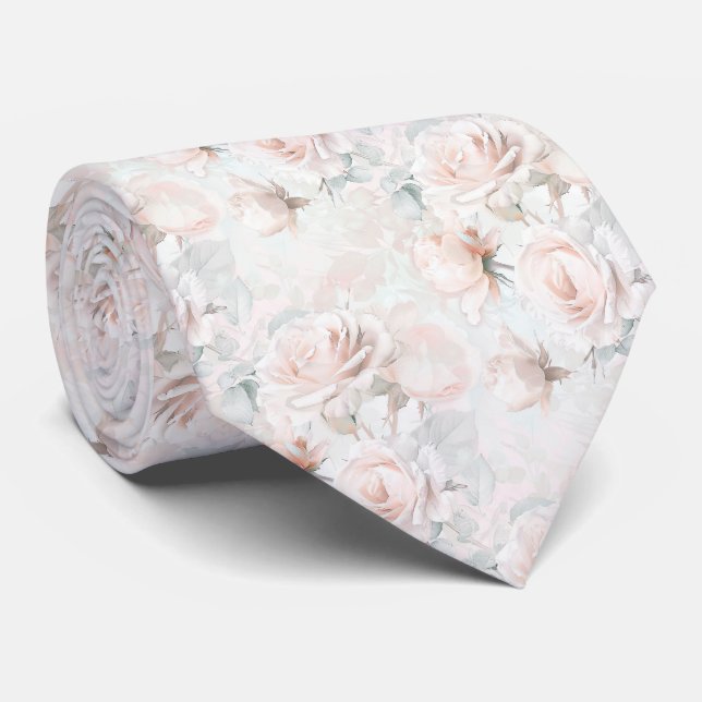 Cravate Roses roses pâles (Roulé)