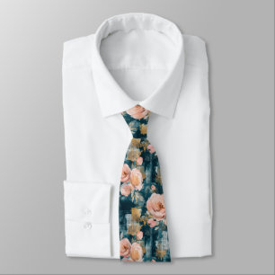 Cravate Roses Roses Roses Teal Maximaliste Floral