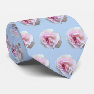 Cravate Roses roses sur motif floral bleu clair