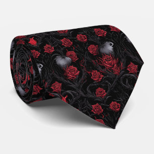 Cravate Roses rouges gothiques vignes noires