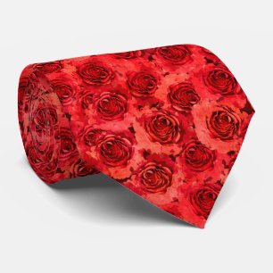Cravate Roses Rouges Modernes Motif Floral Nouveauté