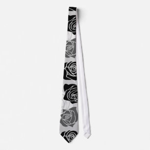 Cravate Roses Vintages chic en noir et blanc