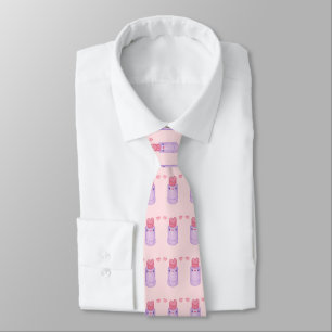 Cravate Rouge à lèvres rose coeur Kawaii