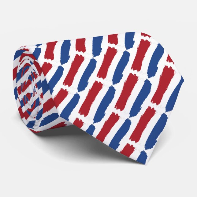 Cravate Rouge Blanc Bleu Abstrait Motif de Drapeau Holland (Roulé)