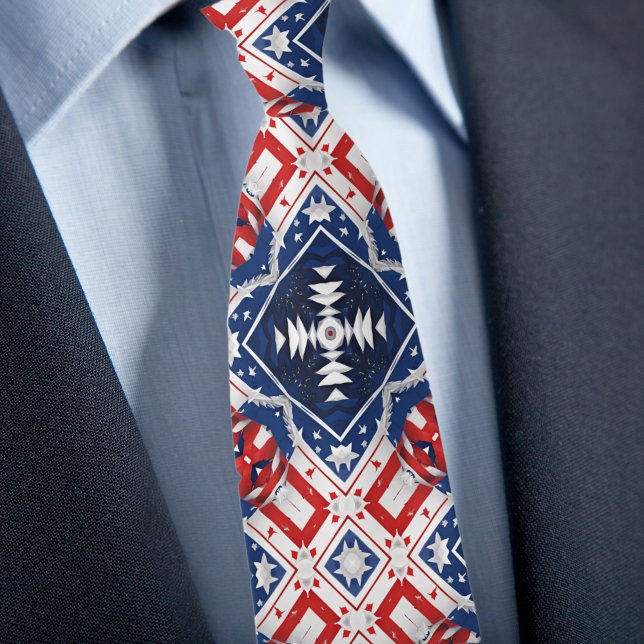 Cravate Rouge Blanc Bleu Style Patriotique (Créateur téléchargé)