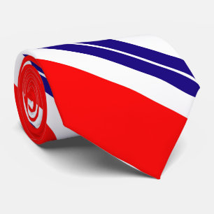 Cravate Rouge Blanc et Rayé Bleu