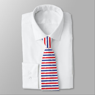 Cravate Rouge Blanc et Rayures Bleues Patriotiques USA Lib